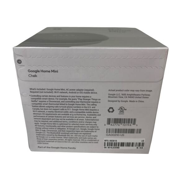 Google Home Mini Smart Speaker Google Assistant Chalk GA00210-US New - Picture 6 of 10